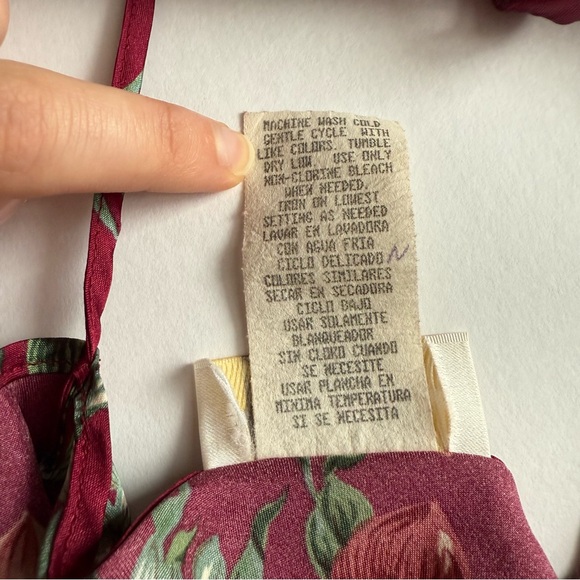 Dentelle 80s Vintage Magenta Floral Satin Lingerie w/ Hanger & Bag Made in USA - Picture 10 of 11